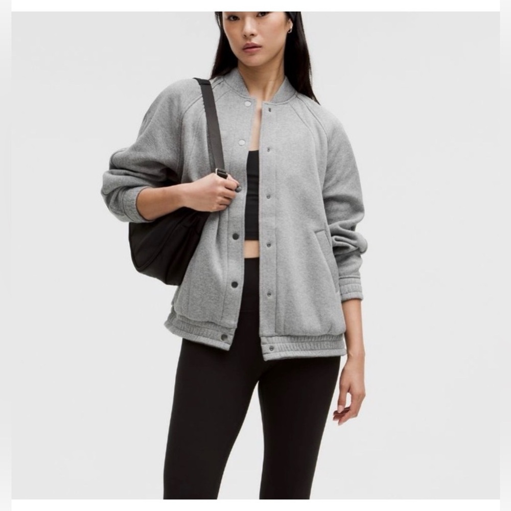 Gray Lululemon Scuba Oversized Sporty Athleisure Versatile Varsity Jacket